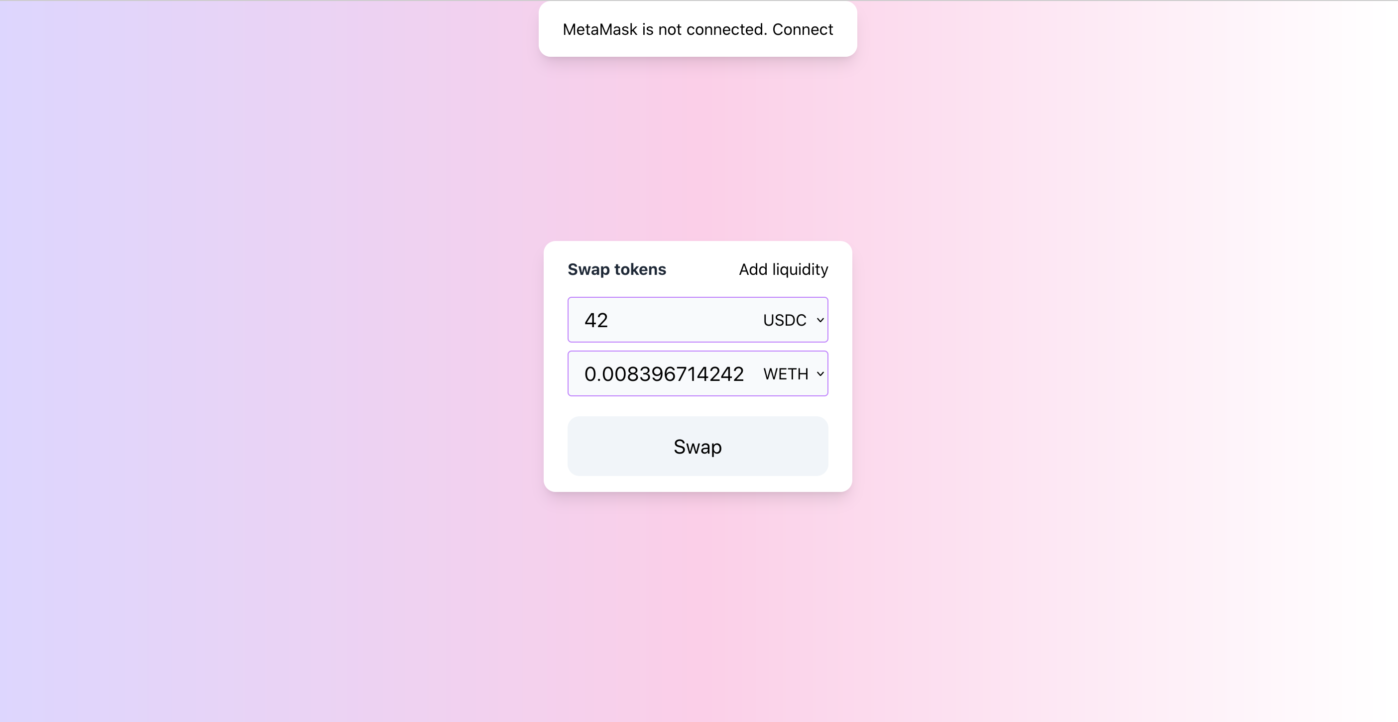 Interface of the UI app